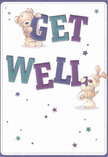 This get well card embodies spirited warmth and positivity, drawing on the friendly community values woven into every corner of Yeading. Two delightful characters-a huggable teddy bear and an exuberant puppy-spring forth, playfully anchoring the bold, colourful words 'Get Well' with their affectionate embrace. Deep shades of teal and indigo wake the eye, standing out against a luminous cream background and conjuring a lightness akin to a fresh breeze drifting through Yeading Playing Fields. Scattered across the card, twinkling stars in blues and purples add a whimsical flair, each one a promise of hope and rejuvenation. The bear's round, fluffy fur and the puppy's velvety ears are so finely rendered that you can nearly feel their touch-reminding one of the gentle feel of a petal or leaf in a thoughtfully arranged bouquet. Every detail, from the expressive, encouraging faces to the joyous typography, transforms the card into an emotional comfort-much like a same-day flower delivery from a Yeading florist lifts someone's spirits. This card brings more than a message; it delivers genuine kindness and healing, perfectly suited for sending cheer and gentle encouragement to friends and family across Yeading.